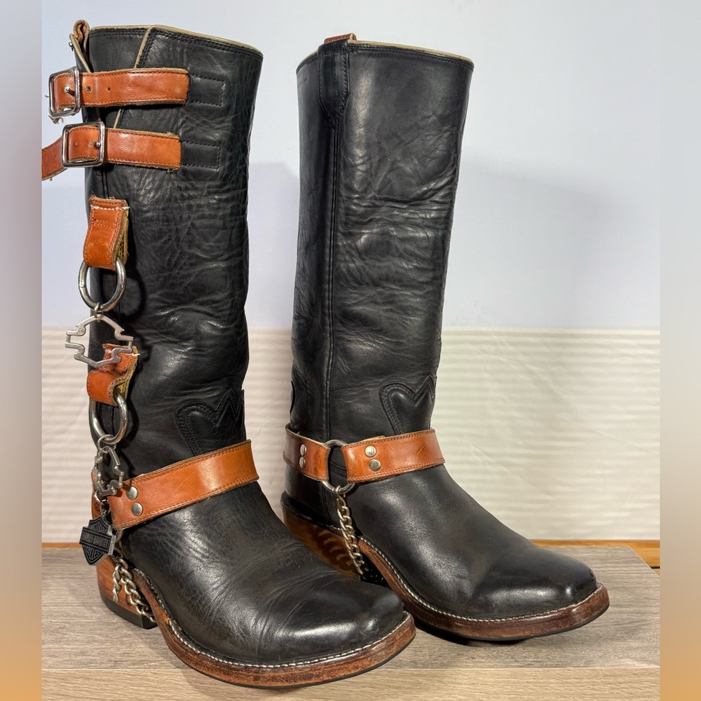Epic! Bowman’s Wilson Boot Co Vintage Custom H-D Harness Boots Size 8.5 D USA